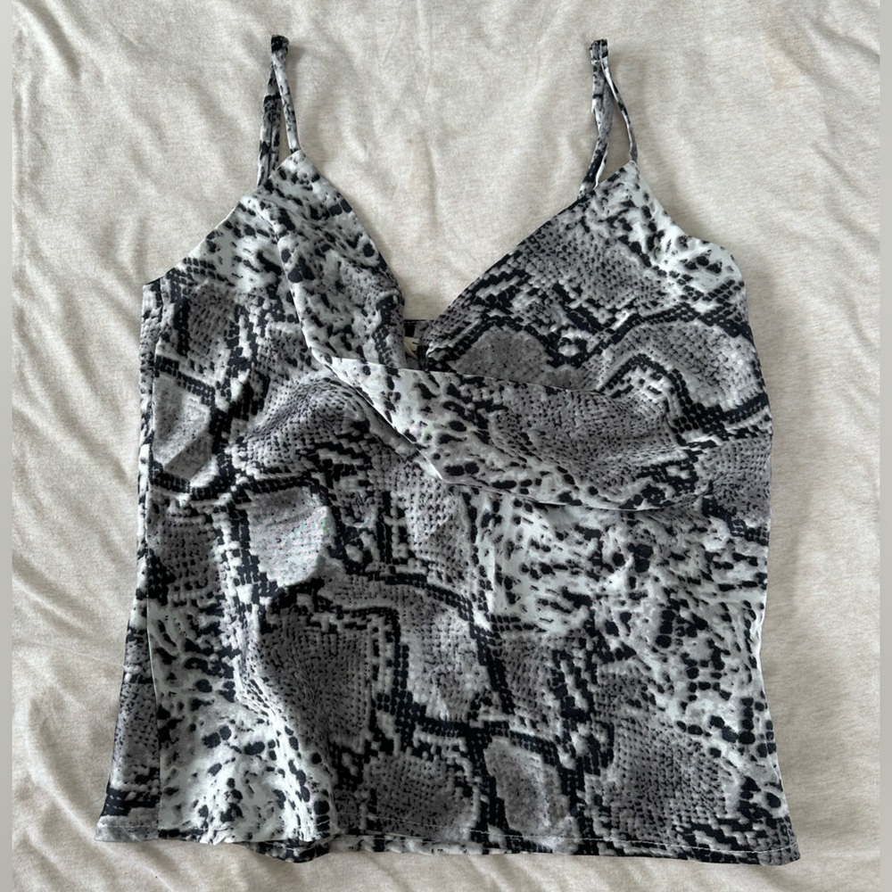 Snake Print Cowl Neck Tank